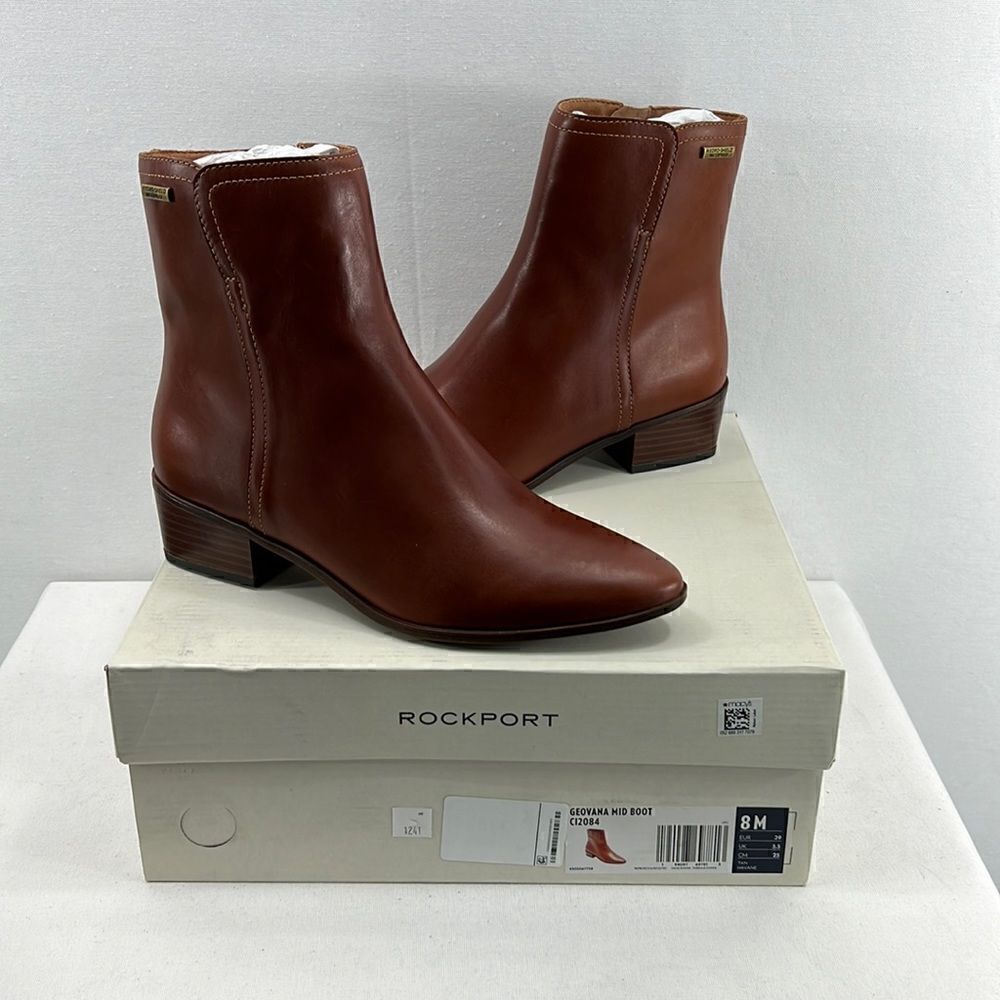 Rockport Geovana Mid Boot- Tan Havane- Size 8 M- NIB